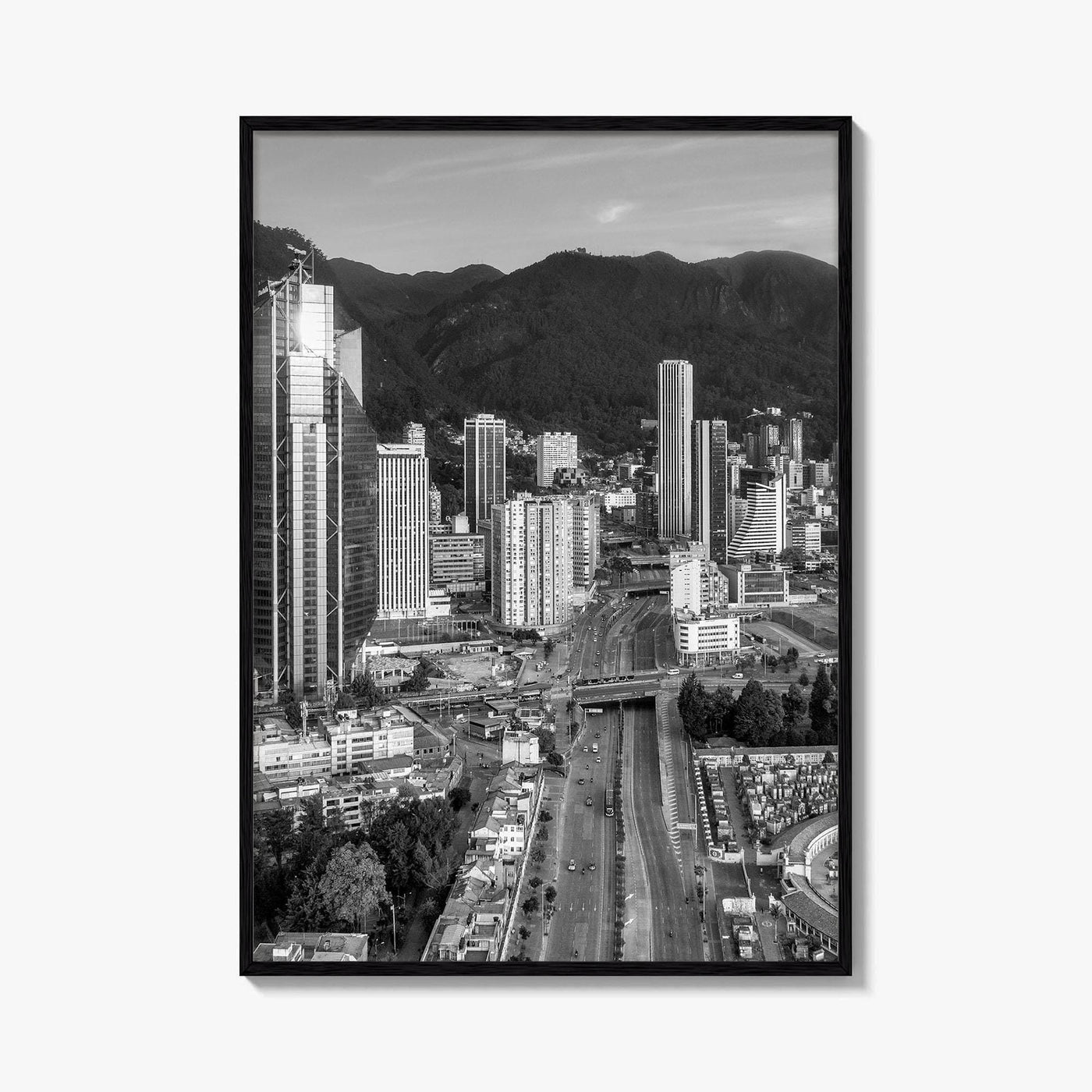 Bogota Skyline Black and White Fine Art Photo Print, Colombia Poster, International Center Downtown