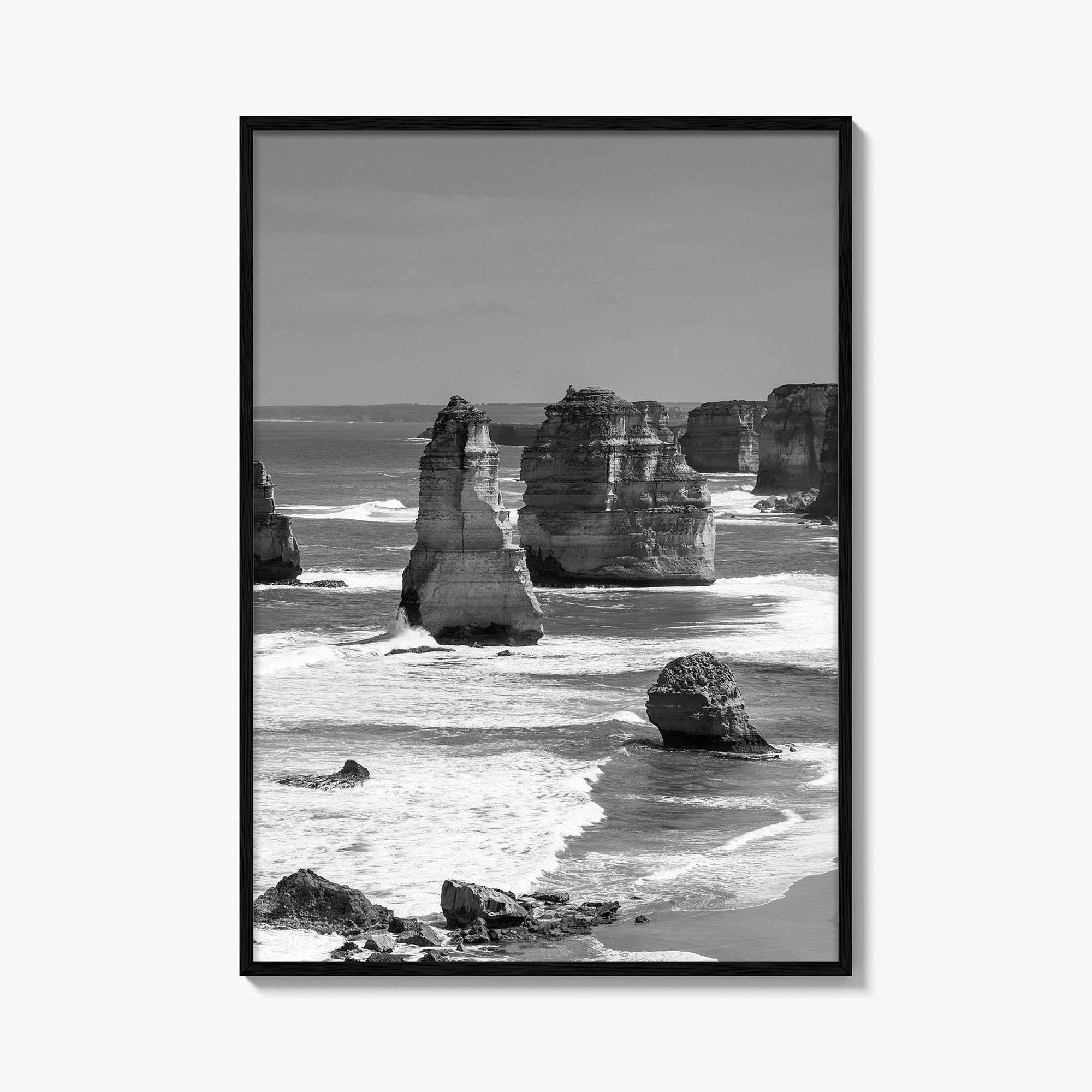 Twelve Apostles Black and White Fine Art Photo Print, Australia Poster