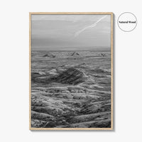 Badlands National Park Black and White Fine Art Photo Print, South Dakota Panorama Poster