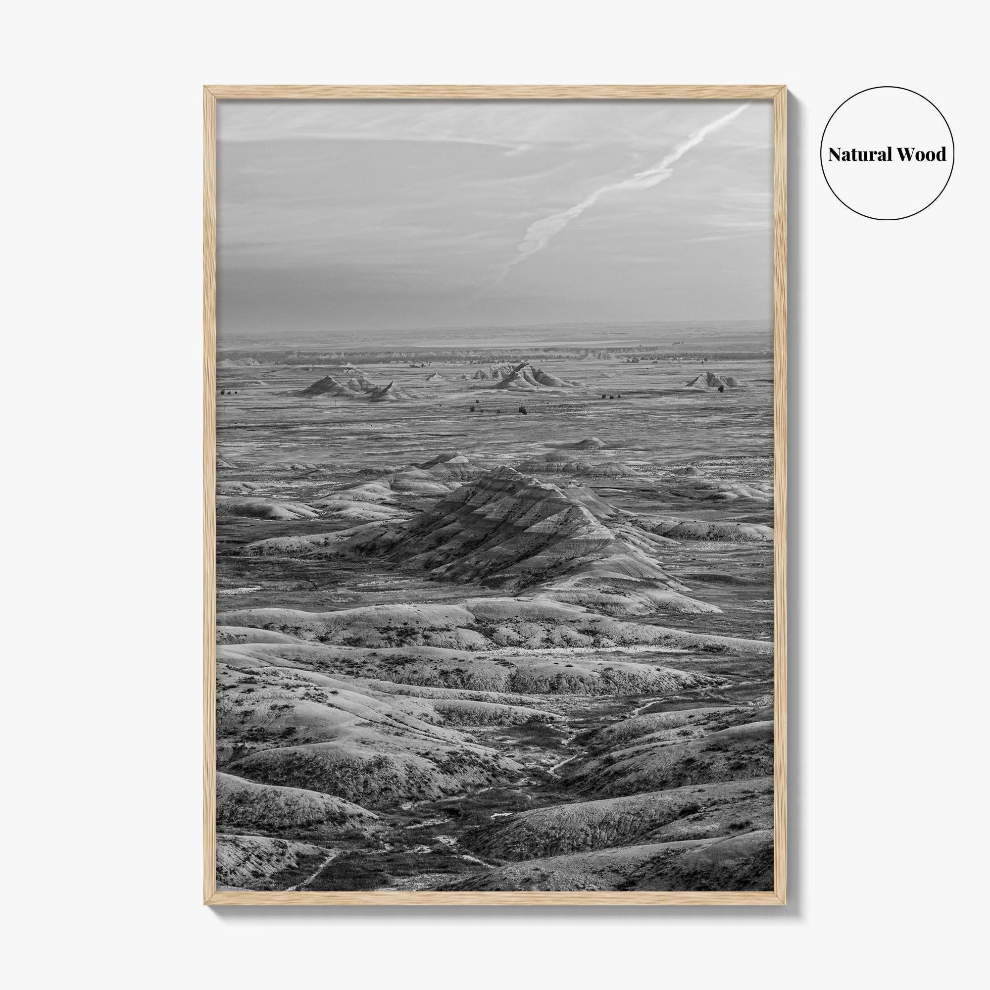 Badlands National Park Black and White Fine Art Photo Print, South Dakota Panorama Poster