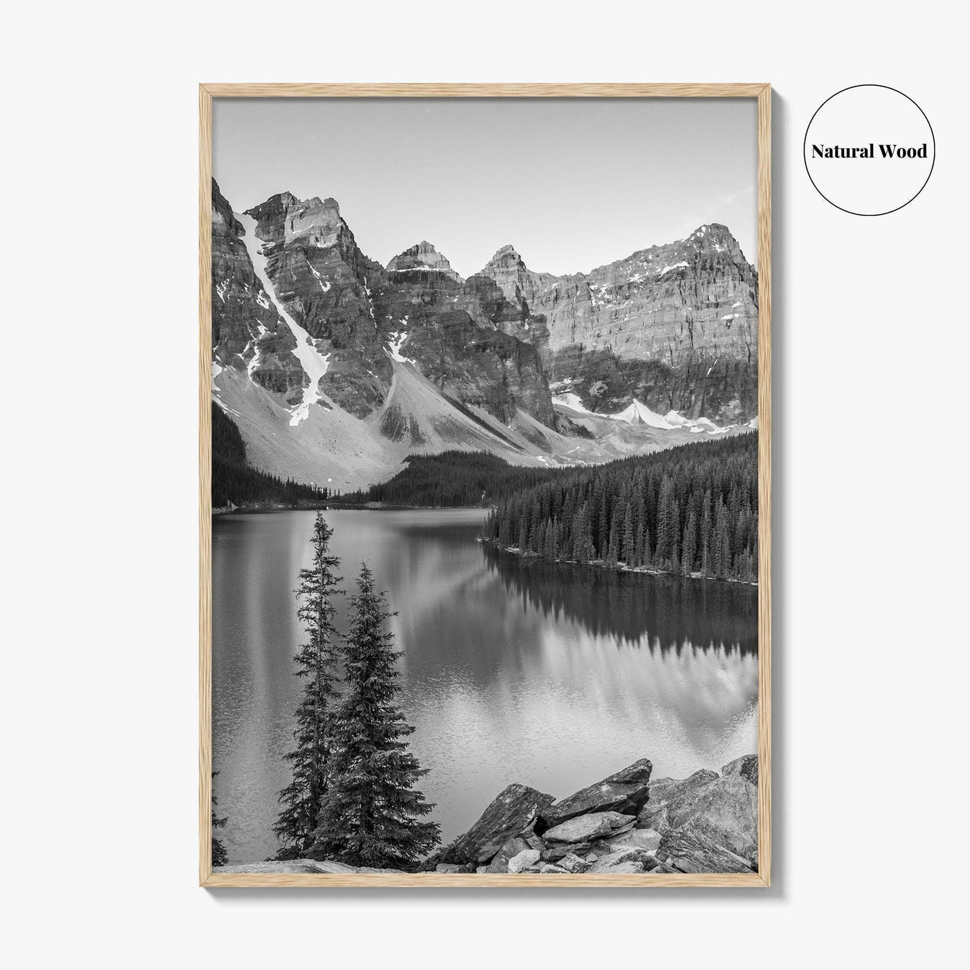 Moraine Lake Black and White Fine Art Photo Print, Banff, Alberta Canada