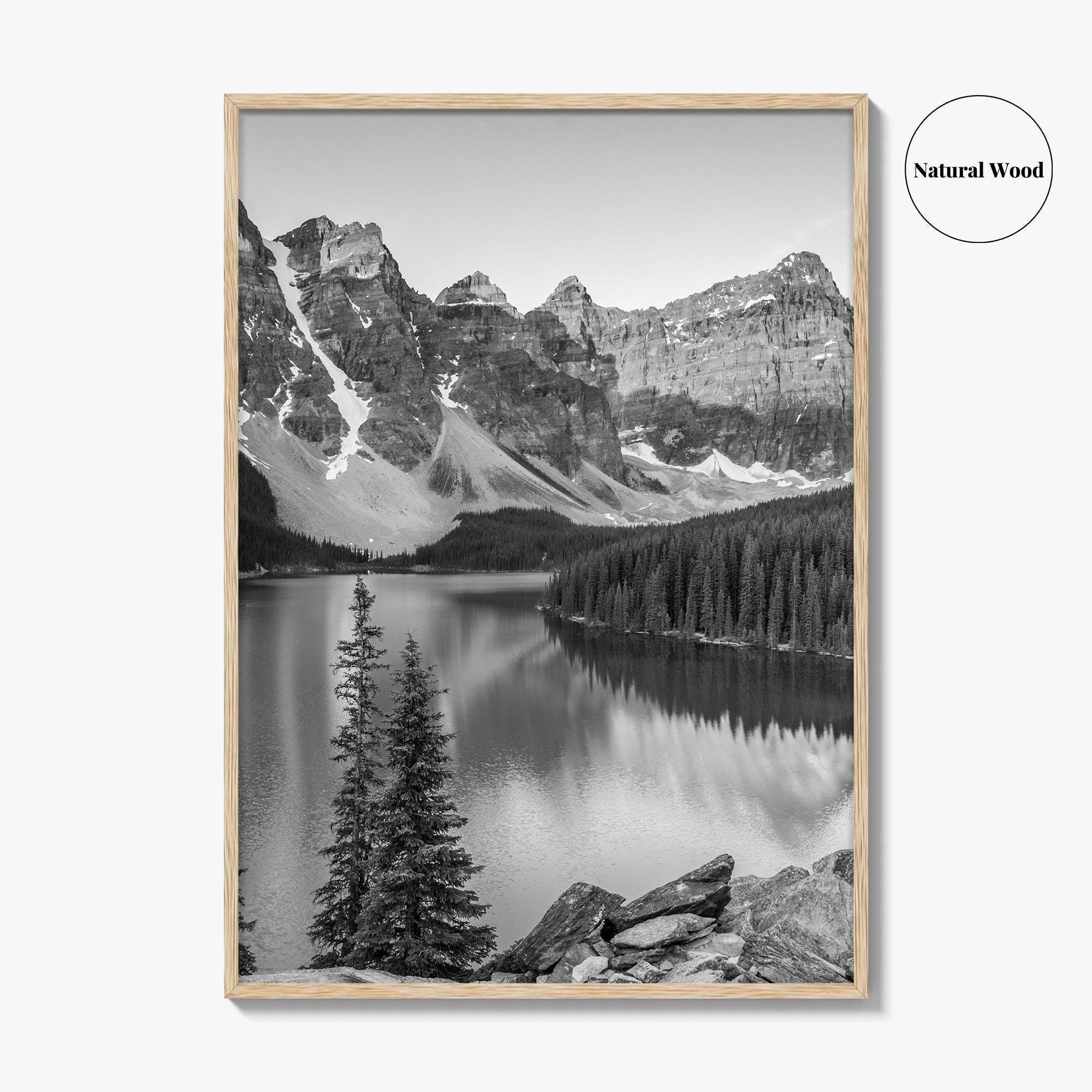 Moraine Lake Black and White Fine Art Photo Print, Banff, Alberta Canada