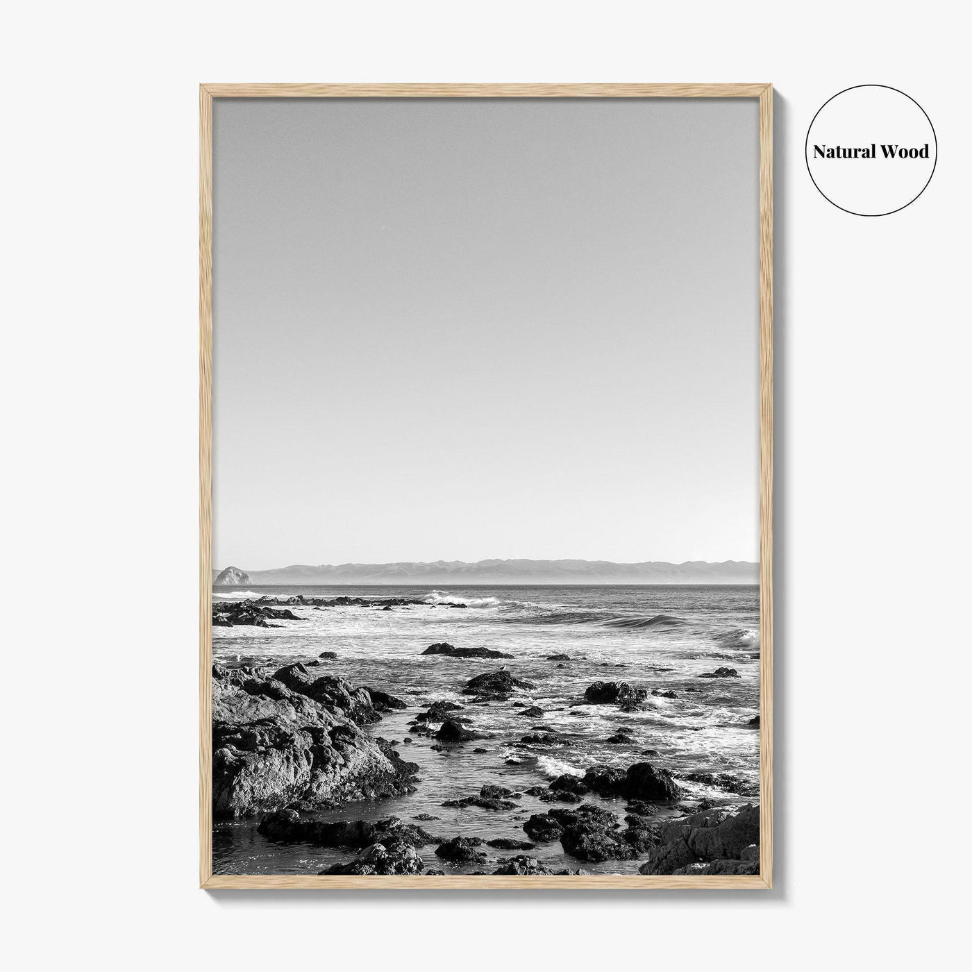 San Luis Obispo Black and White Fine Art Photo Print, Morro Bay Coastline Poster