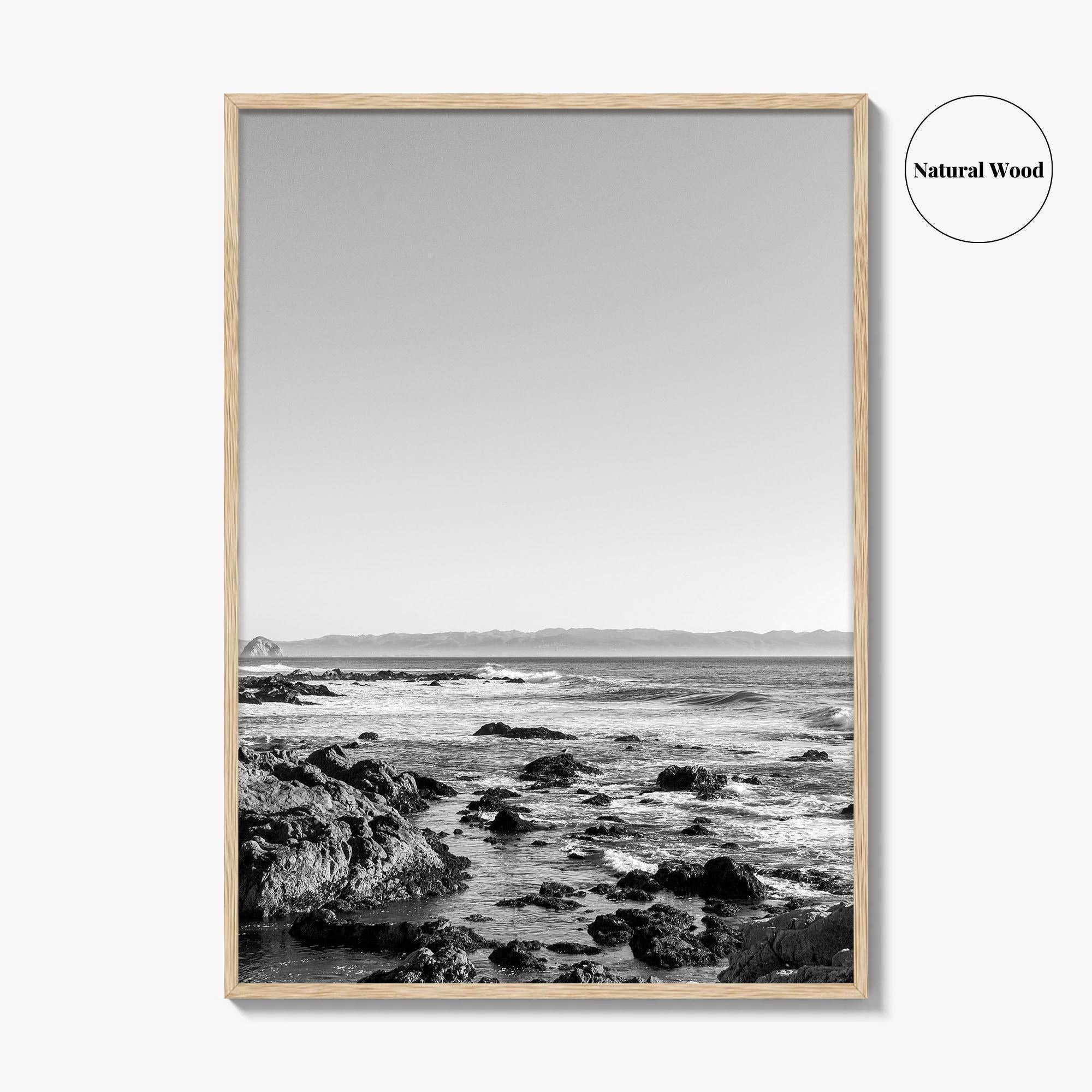 San Luis Obispo Black and White Fine Art Photo Print, Morro Bay Coastline Poster