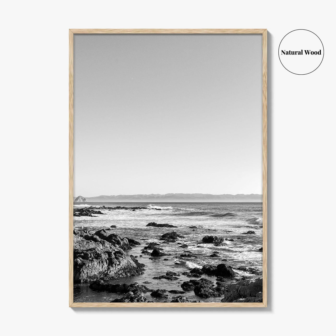 San Luis Obispo Black and White Fine Art Photo Print, Morro Bay Coastline Poster