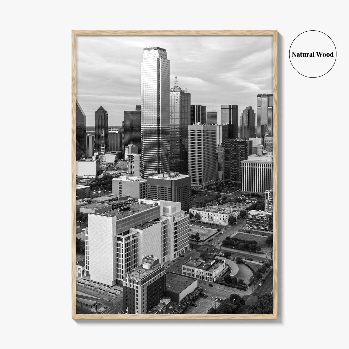 Dallas Skyline Black and White Fine Art Photo Print, Texas Poster, United States Poster
