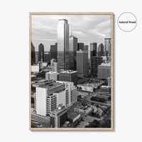 Dallas Skyline Black and White Fine Art Photo Print, Texas Poster, United States Poster