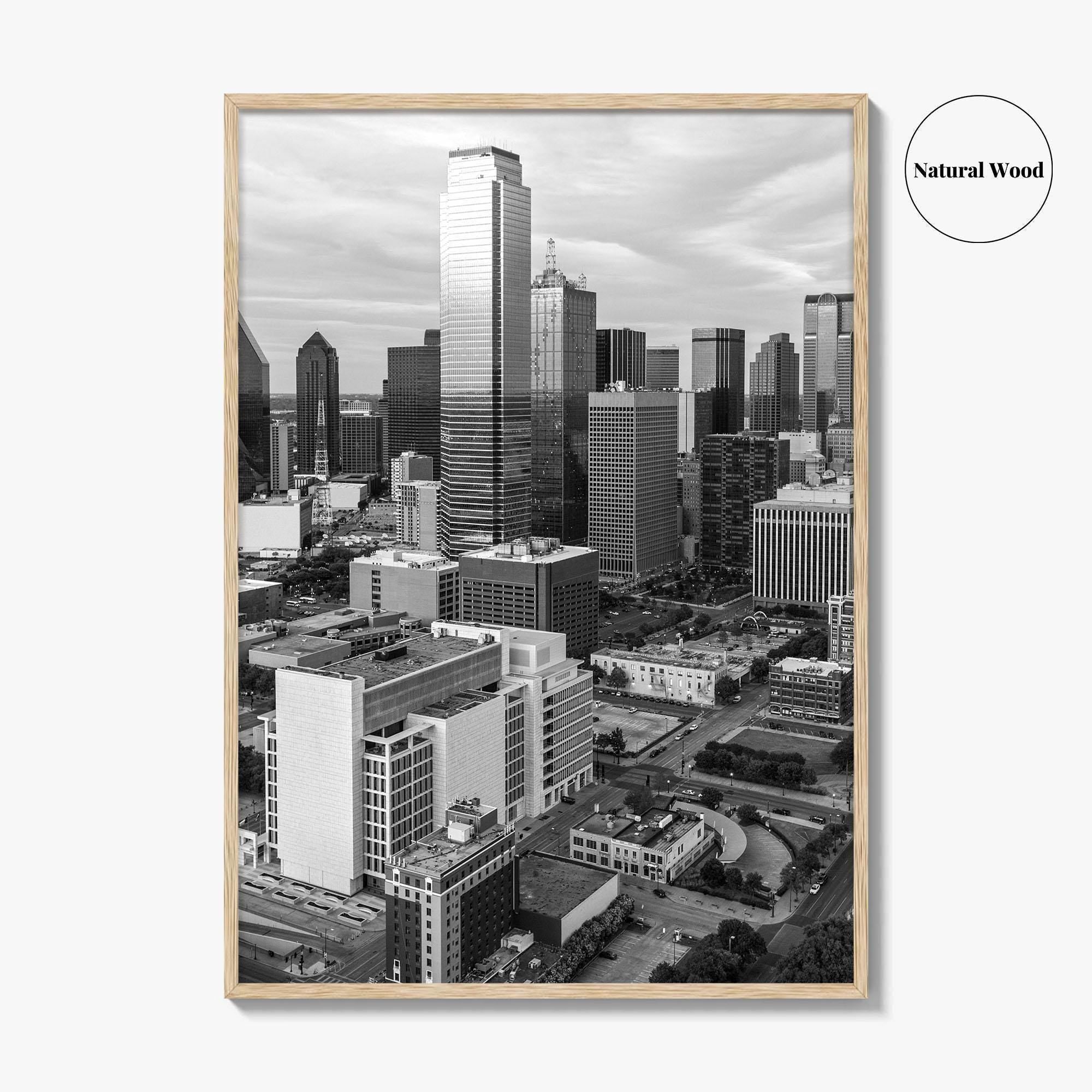 Dallas Skyline Black and White Fine Art Photo Print, Texas Poster, United States Poster