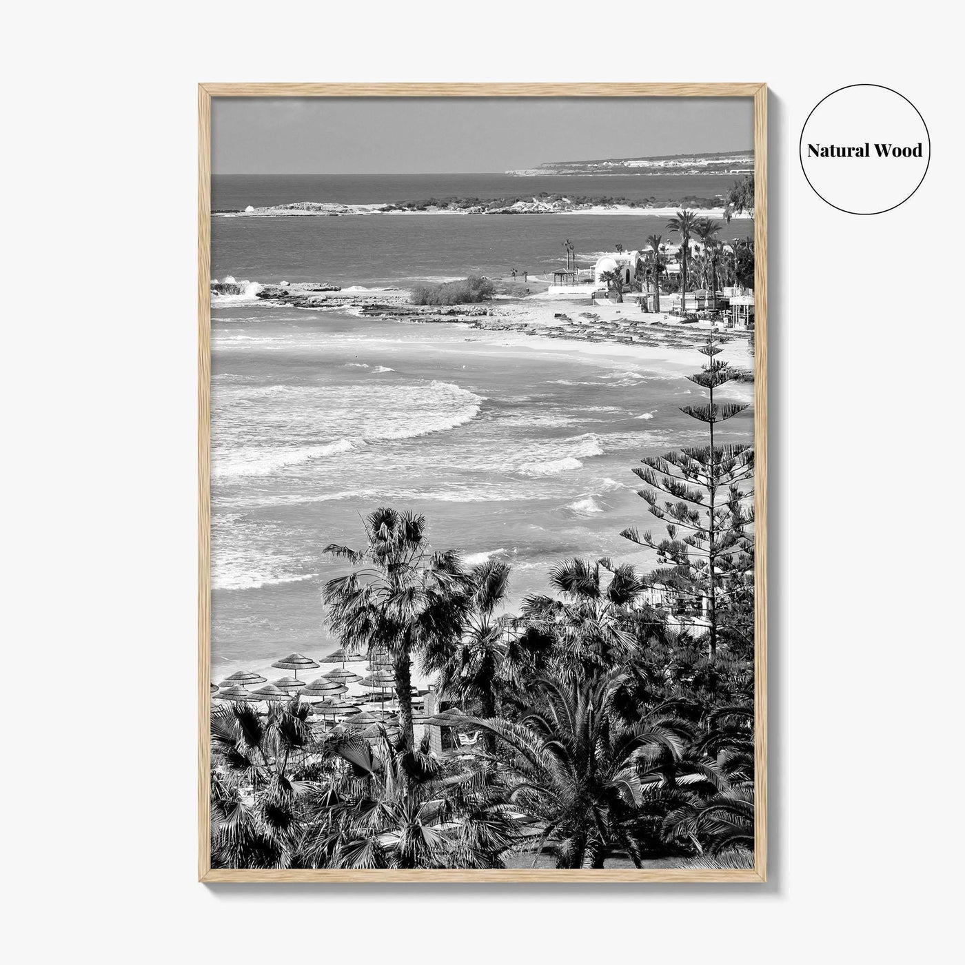 Cyprus Black and White Fine Art Photo Print, Mediterranean Sea Coastline Wall Poster, Europe