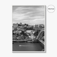 Porto Skyline Black and White Fine Art Photo Print, Douro River Portugal Poster