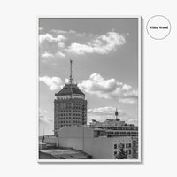 Fresno Skyline Black and White Fine Art Photo Print, Downtown California Poster