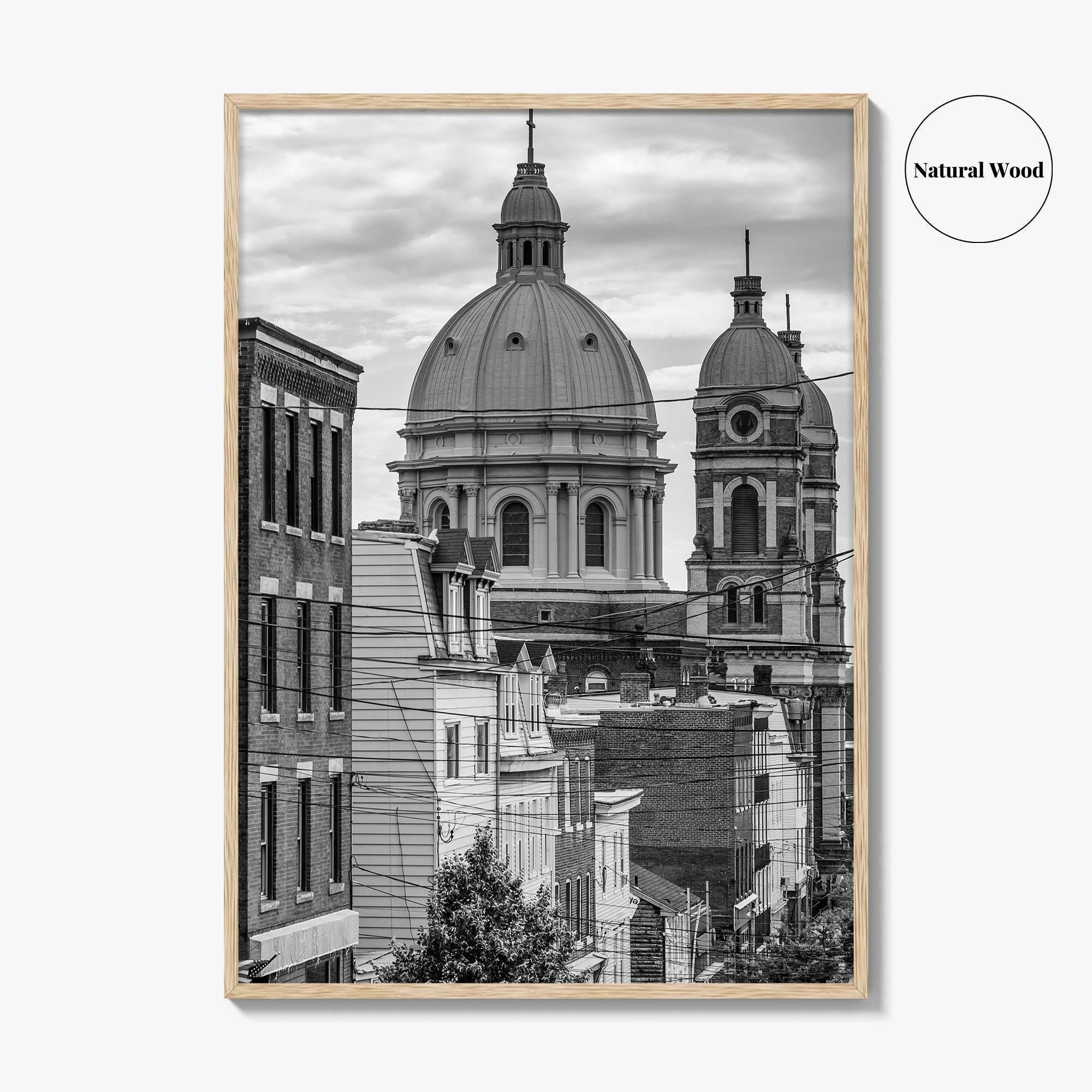 Pittsburgh Black and White Fine Art Photo Print, Polish Hill Church Poster