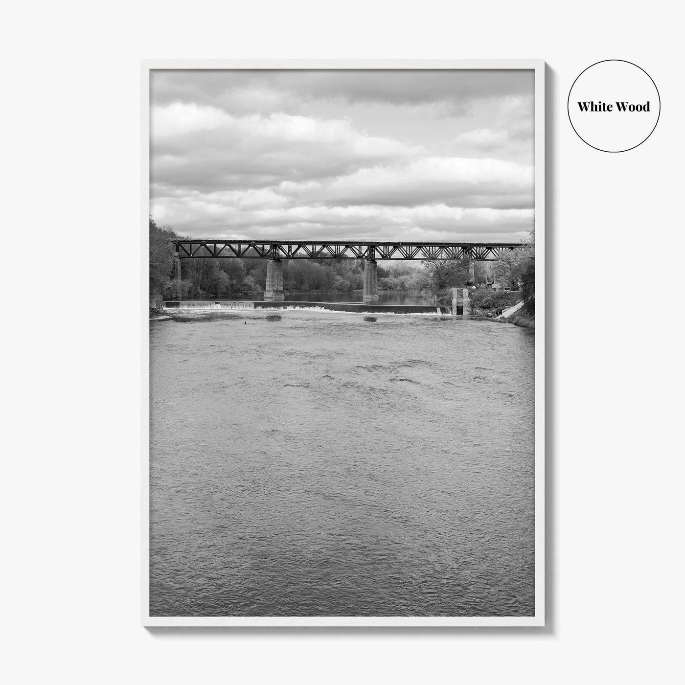 Paris Ontario Black and White Fine Art Photo Print, Grand River Bridge Canada Poster