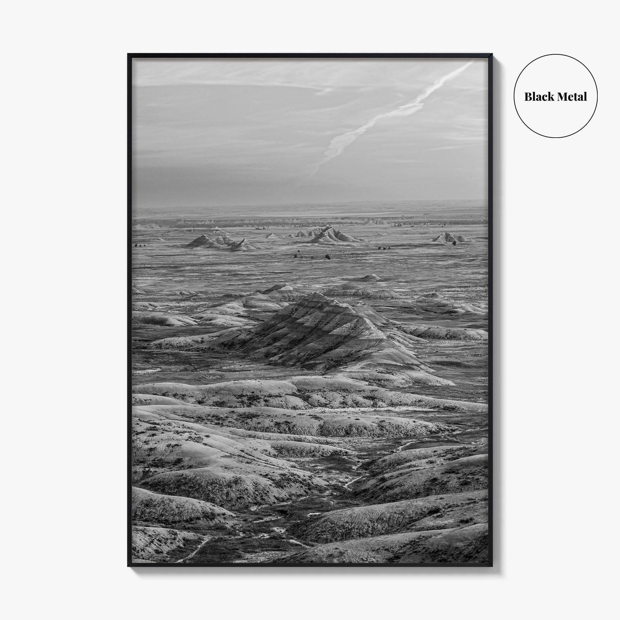 Badlands National Park Black and White Fine Art Photo Print, South Dakota Panorama Poster