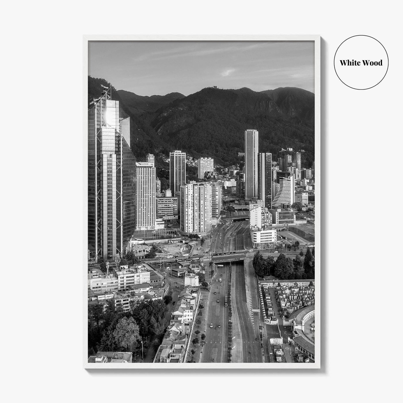 Bogota Skyline Black and White Fine Art Photo Print, Colombia Poster, International Center Downtown