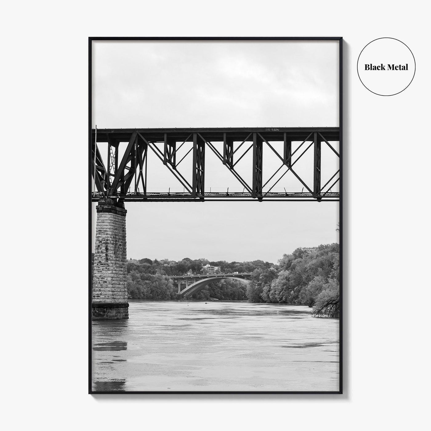 Mississippi River Minneapolis Black and White Fine Art Photo Print, Minnesota Poster