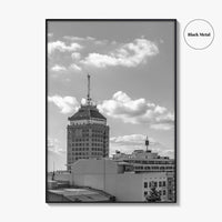 Fresno Skyline Black and White Fine Art Photo Print, Downtown California Poster