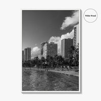 Waikiki Black and White Fine Art Photo Print, Honolulu Oahu Hawaii Poster