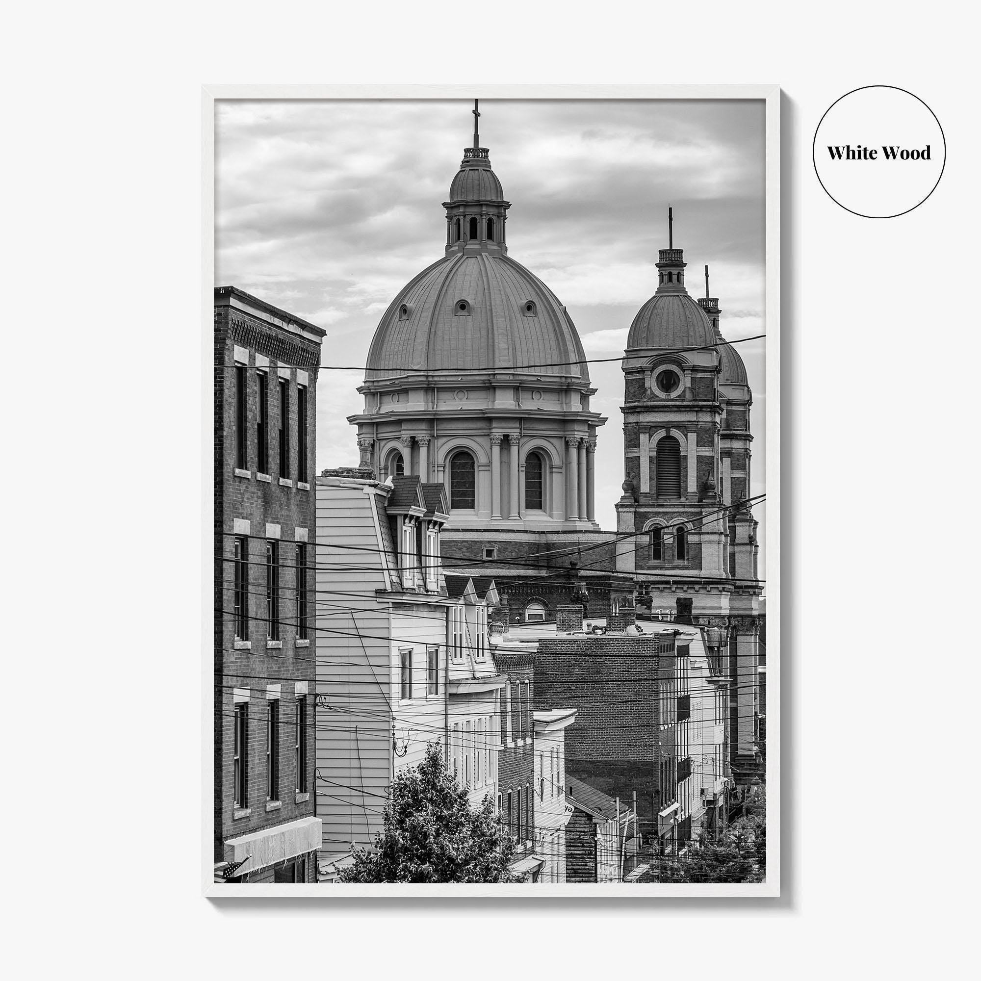 Pittsburgh Black and White Fine Art Photo Print, Polish Hill Church Poster