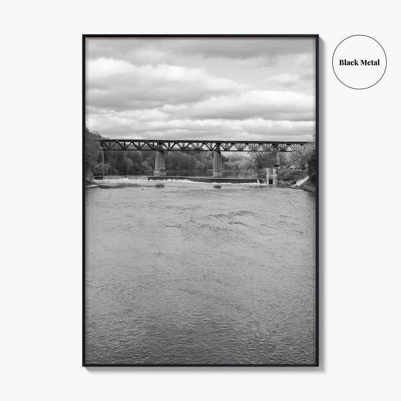 Paris Ontario Black and White Fine Art Photo Print, Grand River Bridge Canada Poster