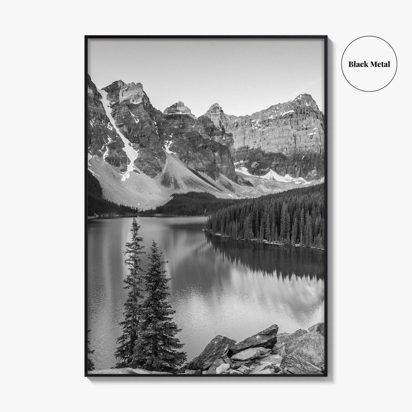 Moraine Lake Black and White Fine Art Photo Print, Banff, Alberta Canada
