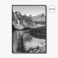 Moraine Lake Black and White Fine Art Photo Print, Banff, Alberta Canada