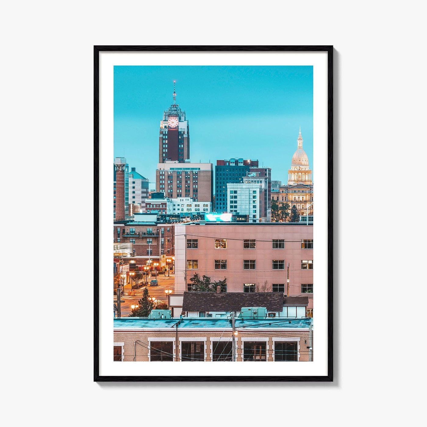 Lansing Skyline Fine Art Photo Print, Michigan USA, Downtown Wall Decor Poster