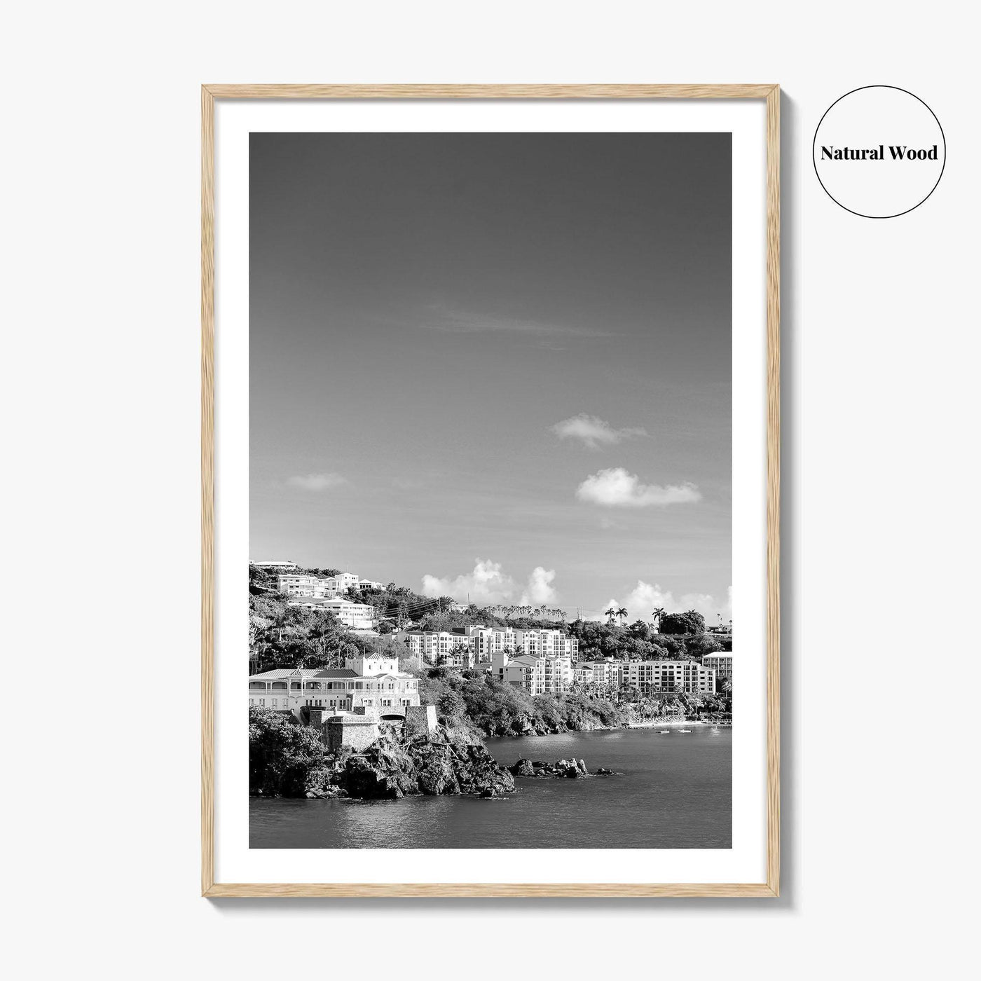 St Thomas Black and White Fine Art Photo Print, Harbor, USVI, Caribbean, Wall Decor