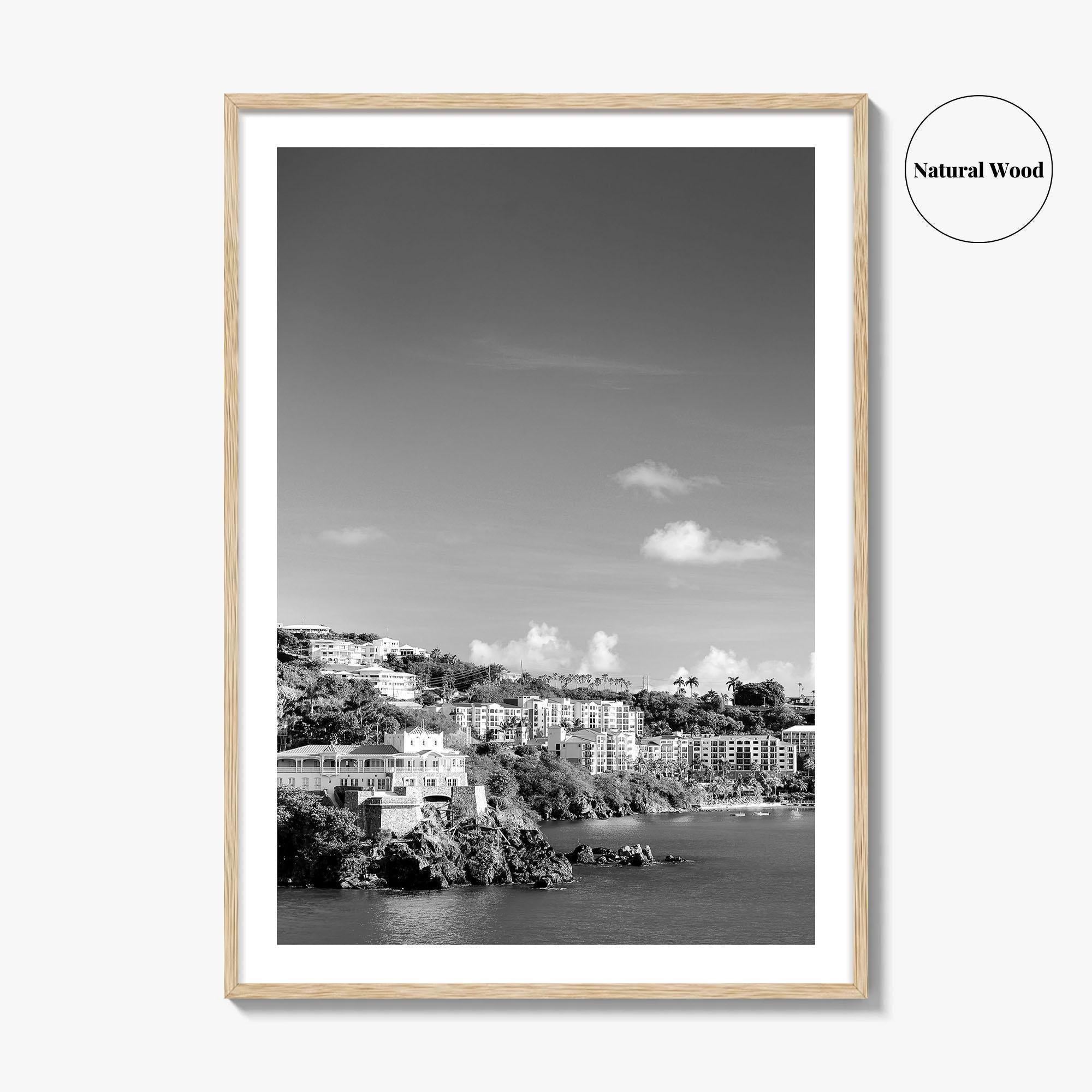 St Thomas Black and White Fine Art Photo Print, Harbor, USVI, Caribbean, Wall Decor