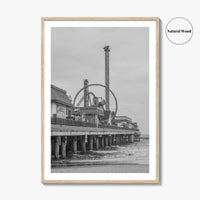 Galveston Island Black and White Fine Art Photo Print, Texas Historic Pier Poster