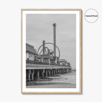 Galveston Island Black and White Fine Art Photo Print, Texas Historic Pier Poster