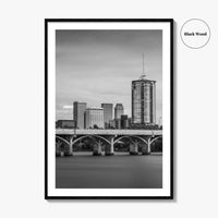 Tulsa Skyline Black and White Fine Art Photo Print, Poster, Oklahoma USA, Arkansas River