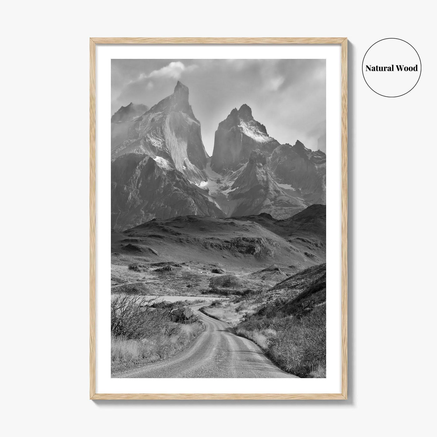 Torres del Paine Black and White Fine Art Photo Print, Patagonia Chile, Lake Pehoe