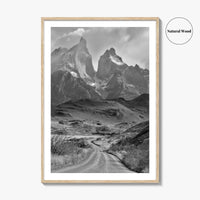 Torres del Paine Black and White Fine Art Photo Print, Patagonia Chile, Lake Pehoe
