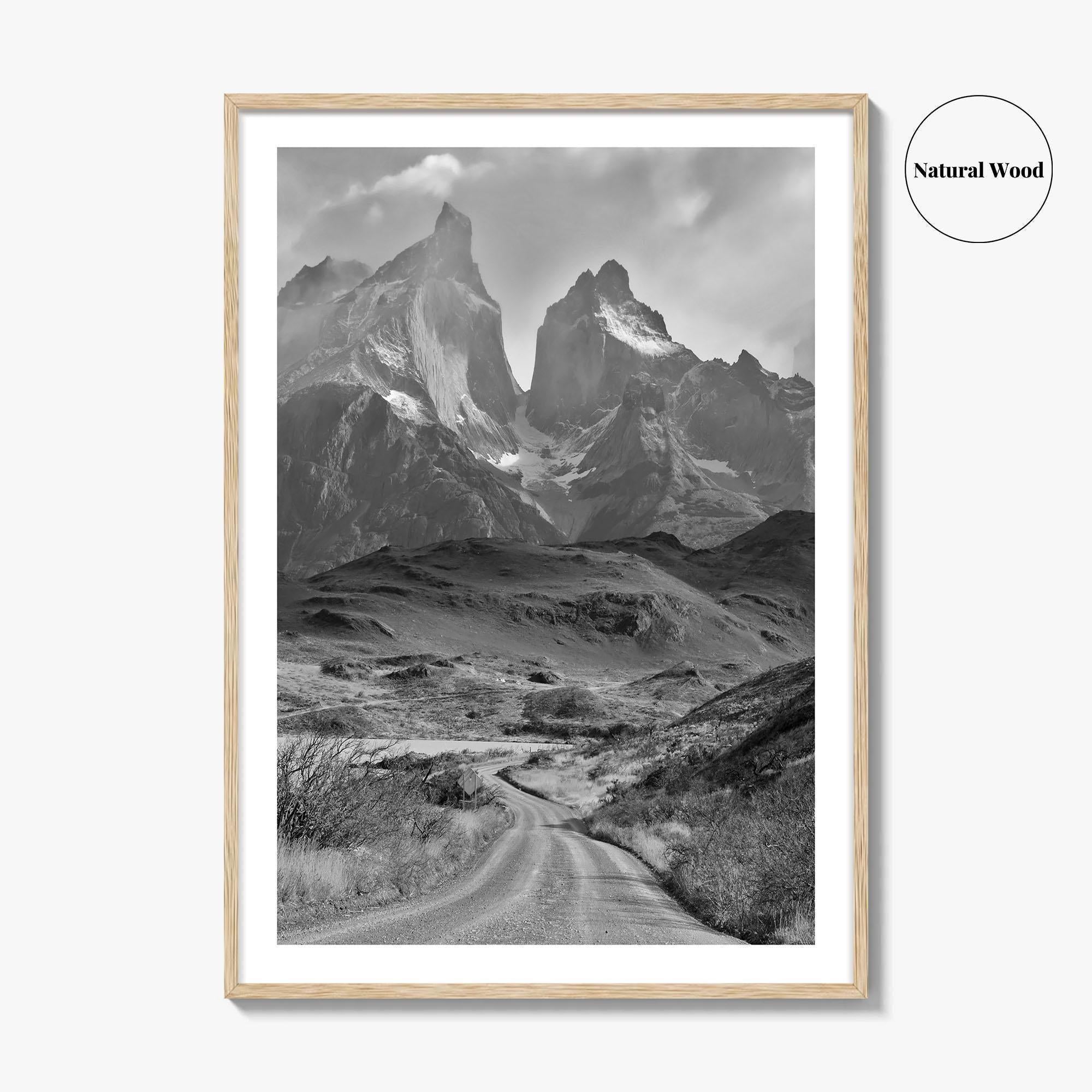 Torres del Paine Black and White Fine Art Photo Print, Patagonia Chile, Lake Pehoe