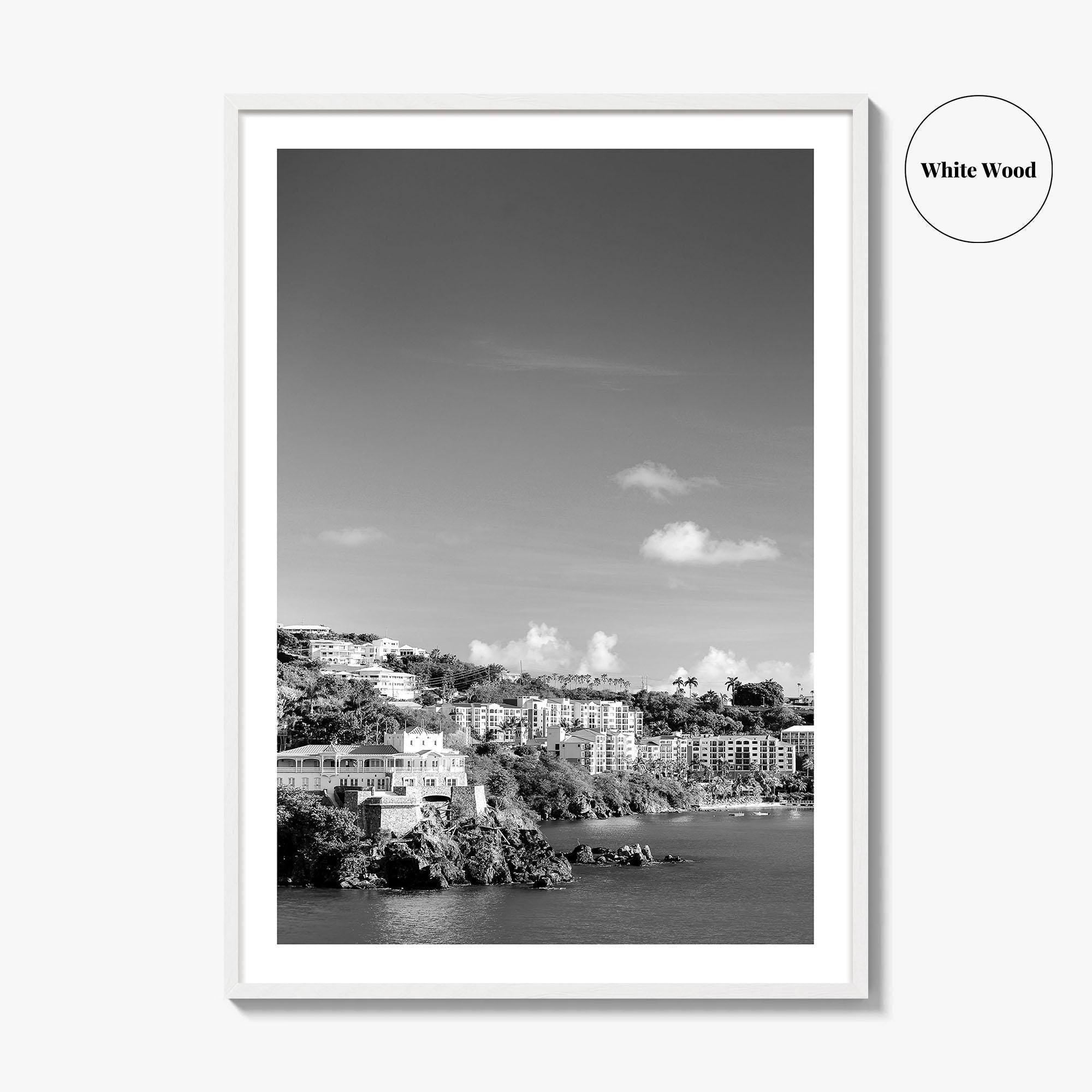 St Thomas Black and White Fine Art Photo Print, Harbor, USVI, Caribbean, Wall Decor
