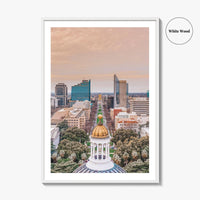 Sacramento Skyline Fine Art Photo Print, Aerial, California, USA, Wall Decor Poster