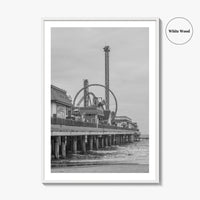 Galveston Island Black and White Fine Art Photo Print, Texas Historic Pier Poster