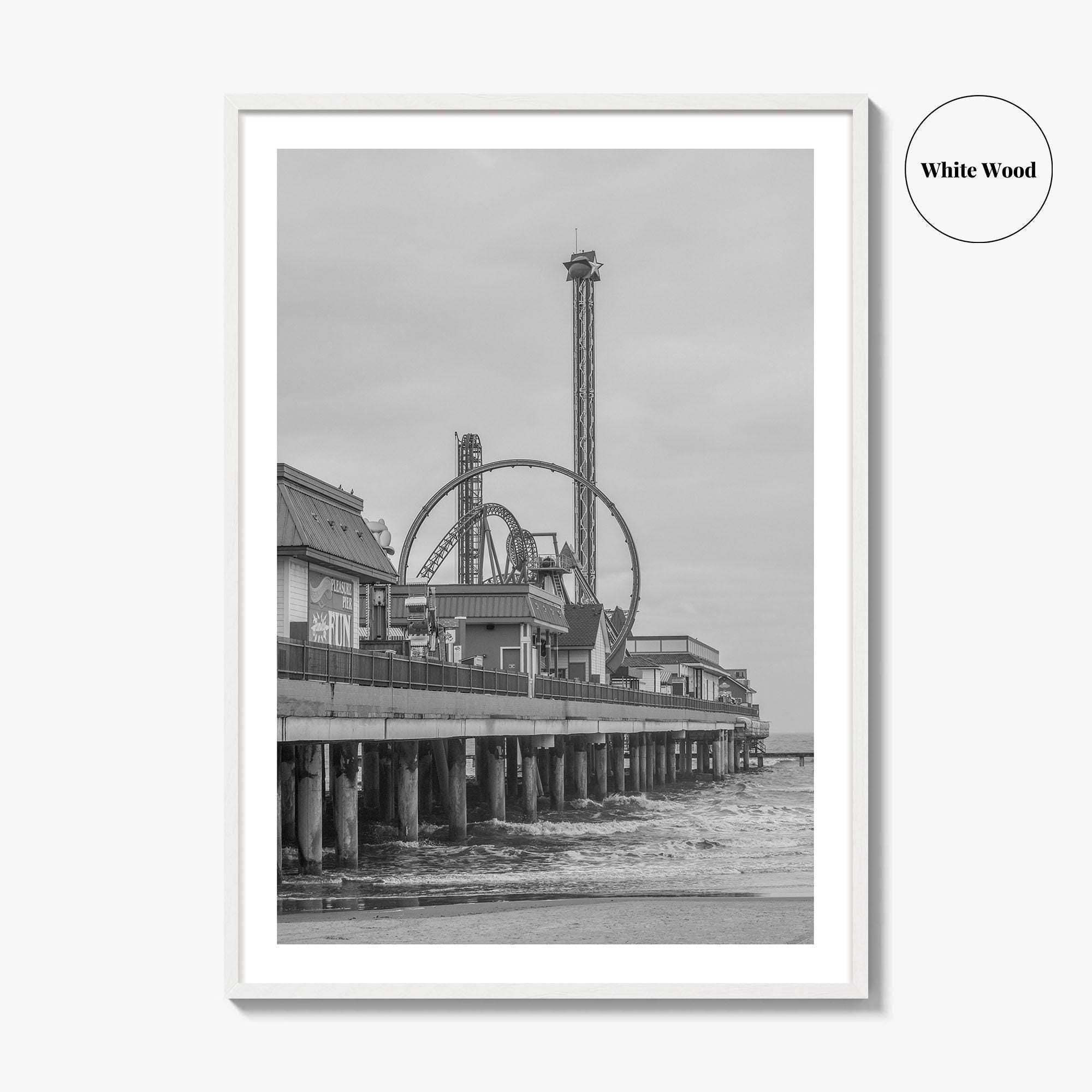 Galveston Island Black and White Fine Art Photo Print, Texas Historic Pier Poster