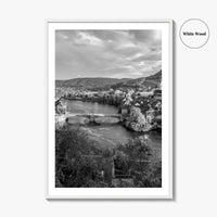 Laufenburg Black and White Fine Art Photo Print, Basel Rhine River Old Town Poster