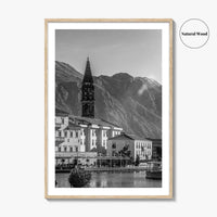 Bay of Kotor Black and White Fine Art Photo Print, Perast Montenegro, Wall Poster