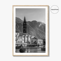 Bay of Kotor Black and White Fine Art Photo Print, Perast Montenegro, Wall Poster