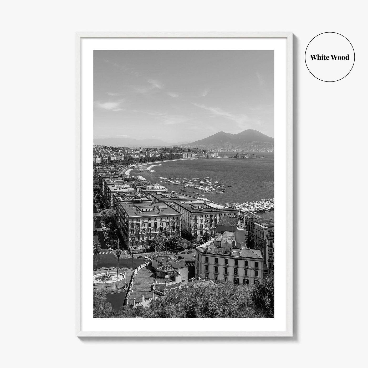 Naples Italy Black and White Fine Art Photo Print, Napoli Coastline, Campania Wall Poster