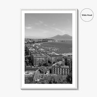 Naples Italy Black and White Fine Art Photo Print, Napoli Coastline, Campania Wall Poster