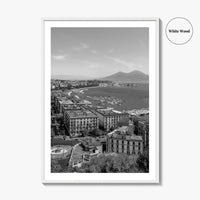 Naples Italy Black and White Fine Art Photo Print, Napoli Coastline, Campania Wall Poster