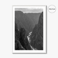 Black Canyon of the Gunnison Black and White Fine Art Photo Print, Colorado Poster