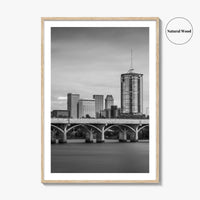 Tulsa Skyline Black and White Fine Art Photo Print, Poster, Oklahoma USA, Arkansas River