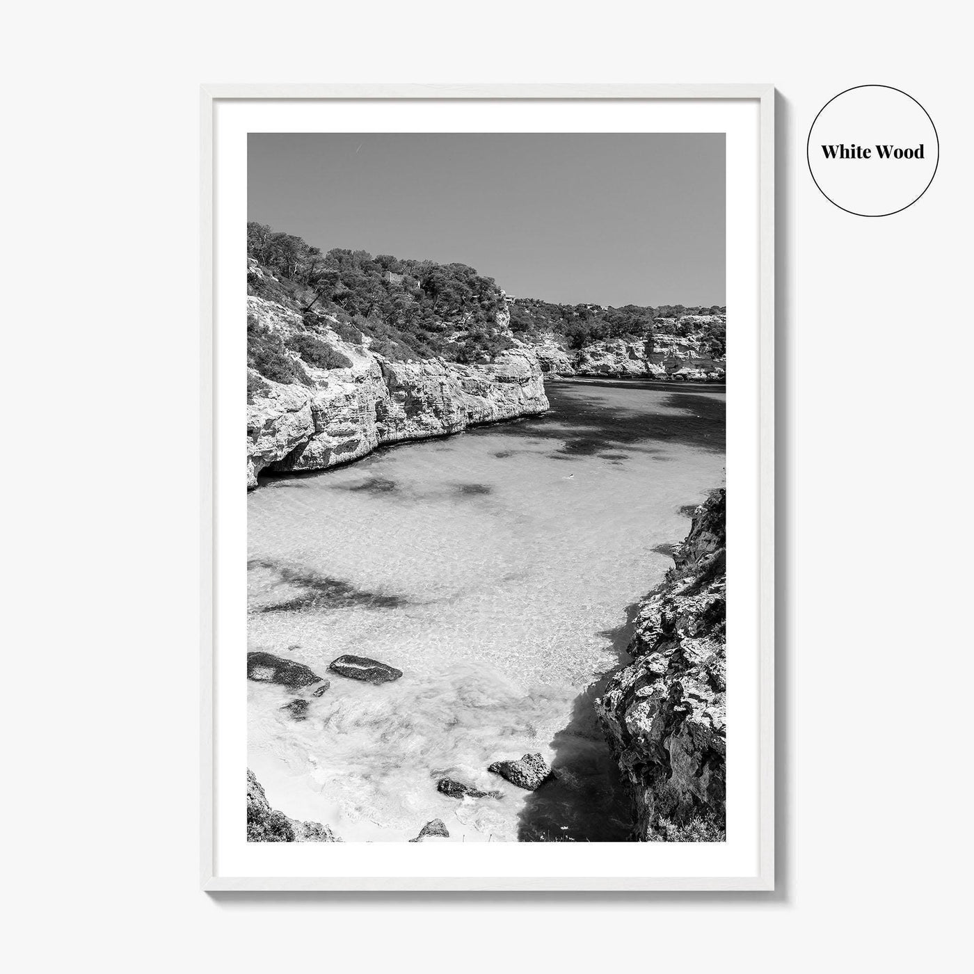 Mallorca Black and White Fine Art Photo Print, Calo Des Moro Majorca Spain Poster
