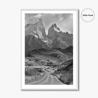 Torres del Paine Black and White Fine Art Photo Print, Patagonia Chile, Lake Pehoe