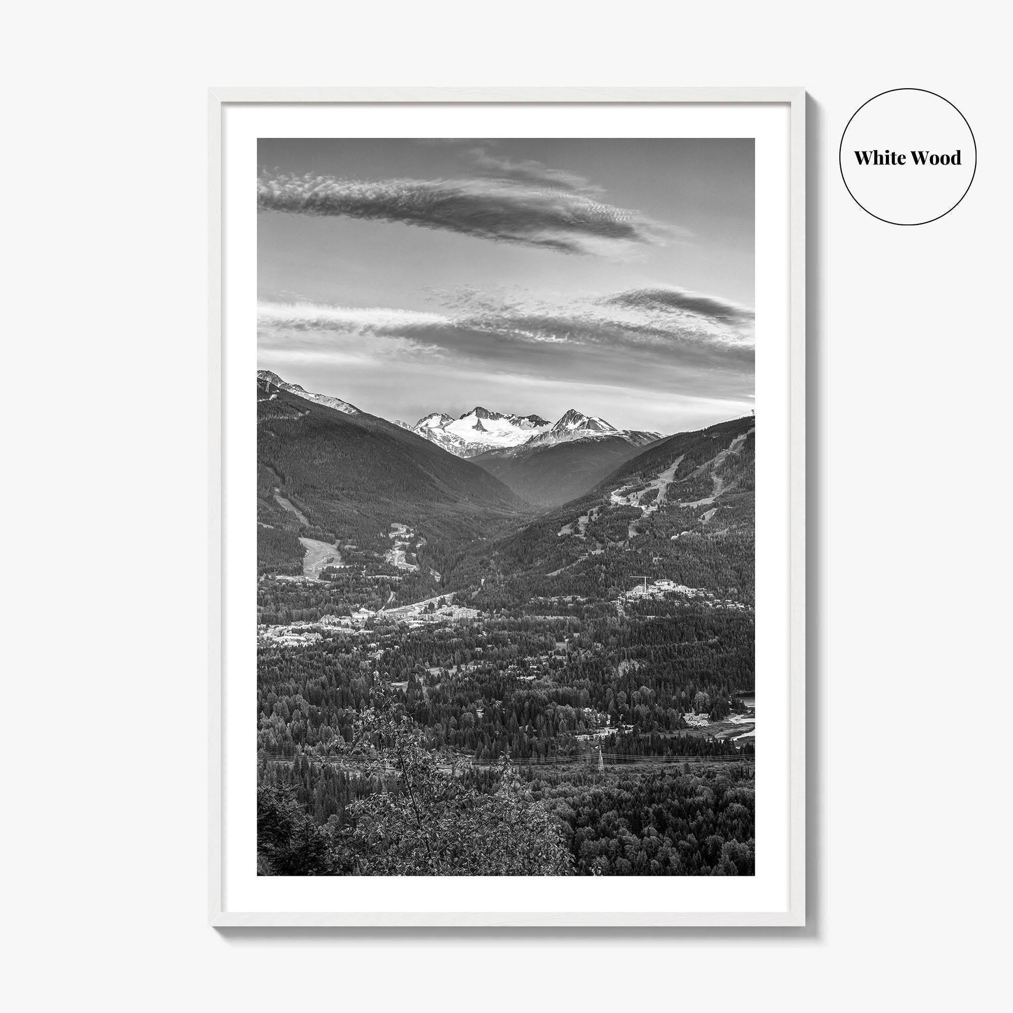 Whistler Black and White Fine Art Photo Print, Blackcomb Canada Panoramic Poster